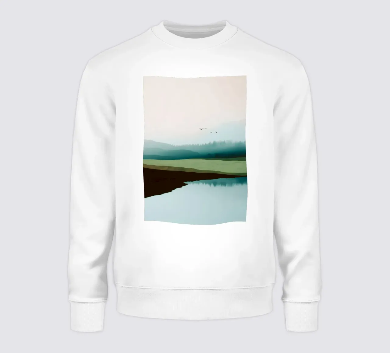 Soft Sky Over Misty Hills Reflected in a Calm Quiet Lake felpa da Dune