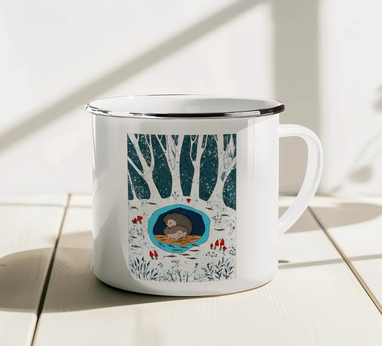 hedgehog in the cave tazza in smalto da grace