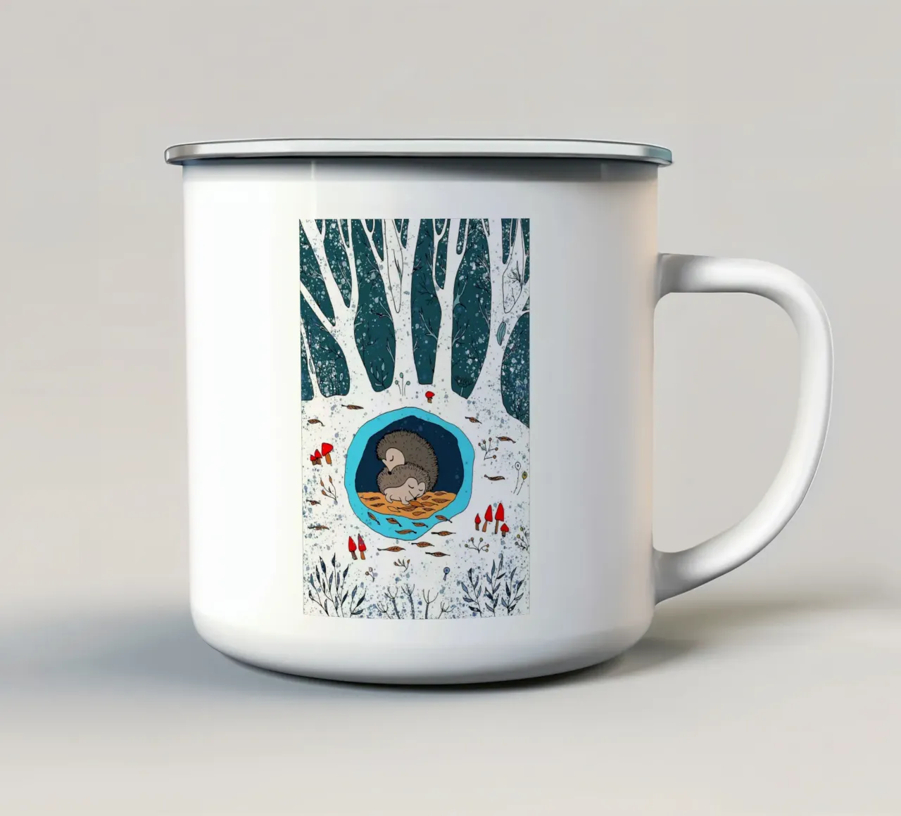 hedgehog in the cave tazza in smalto da grace