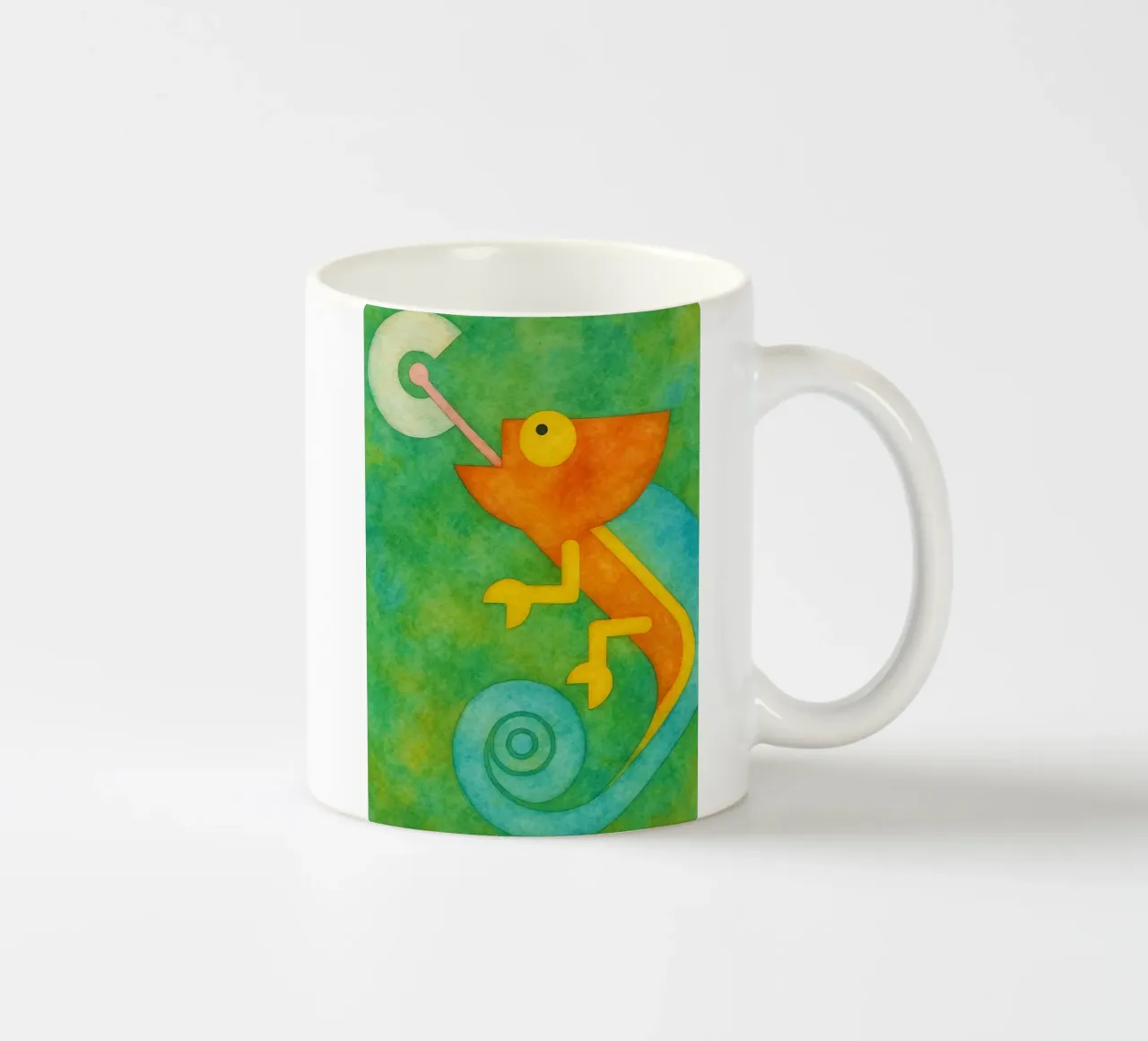 kameleon abstracte tekening keramische mok van bougenfille