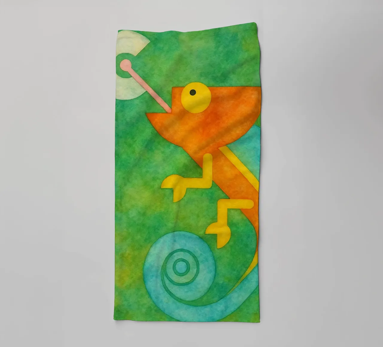 chameleon abstract drawing towel by bougenfille