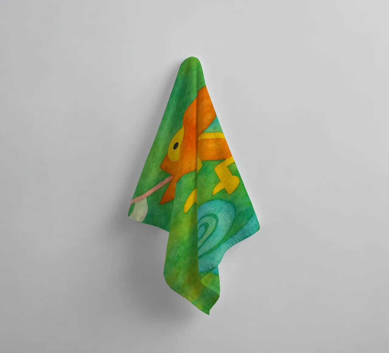 chameleon abstract drawing towel by bougenfille