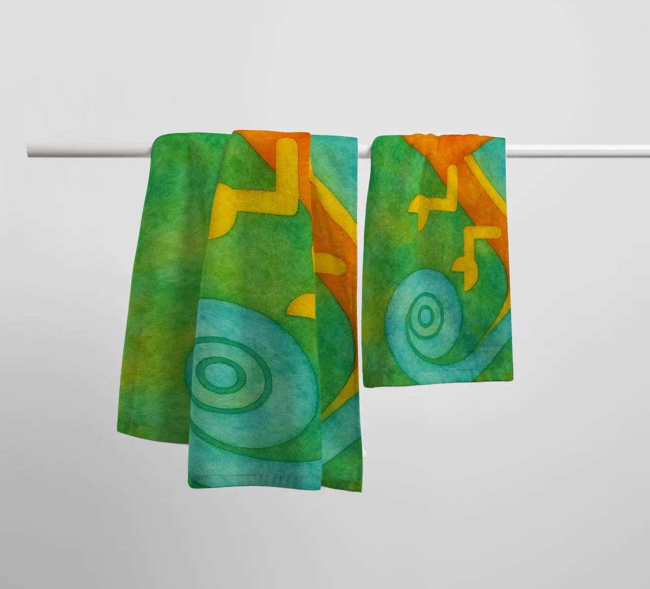 chameleon abstract drawing towel by bougenfille