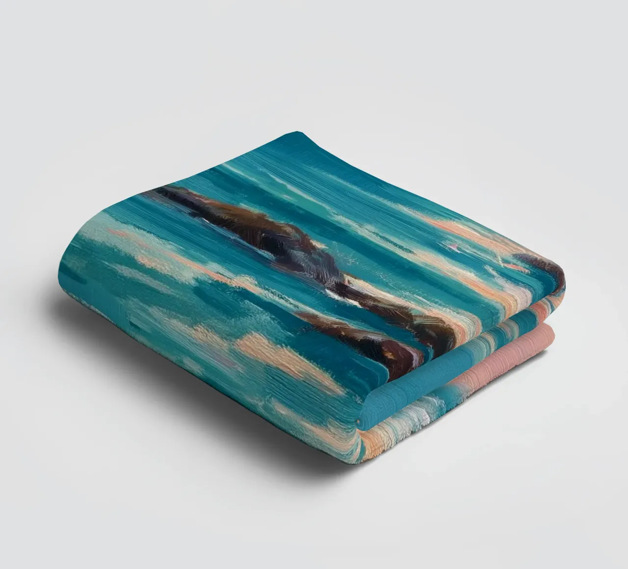 Serene Coastal Scene with Waves Crashing on Rocky Shore asciugamano da bagno da Dune