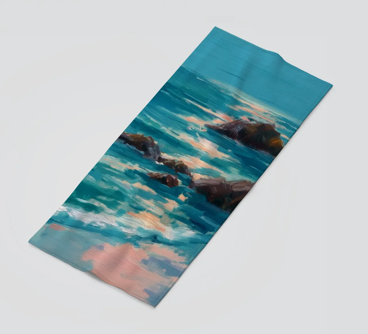 Serene Coastal Scene with Waves Crashing on Rocky Shore telo mare da Dune