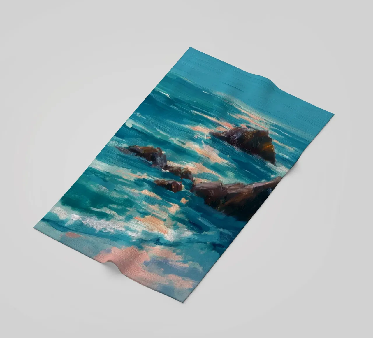 Serene Coastal Scene with Waves Crashing on Rocky Shore telo mare da Dune