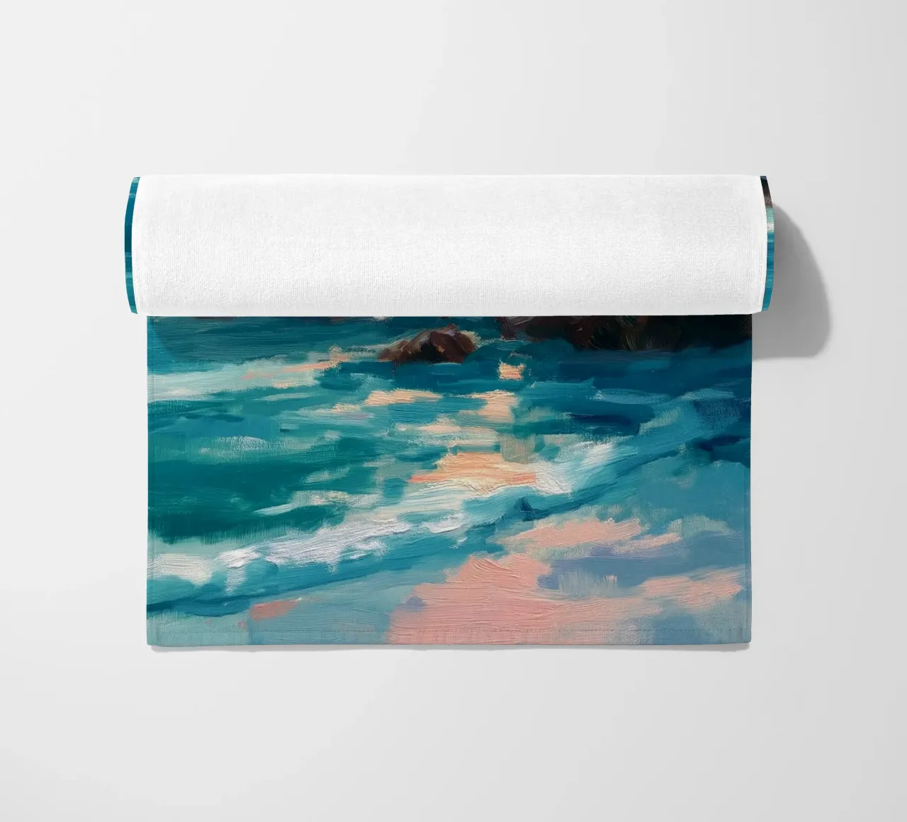 Serene Coastal Scene with Waves Crashing on Rocky Shore telo mare da Dune
