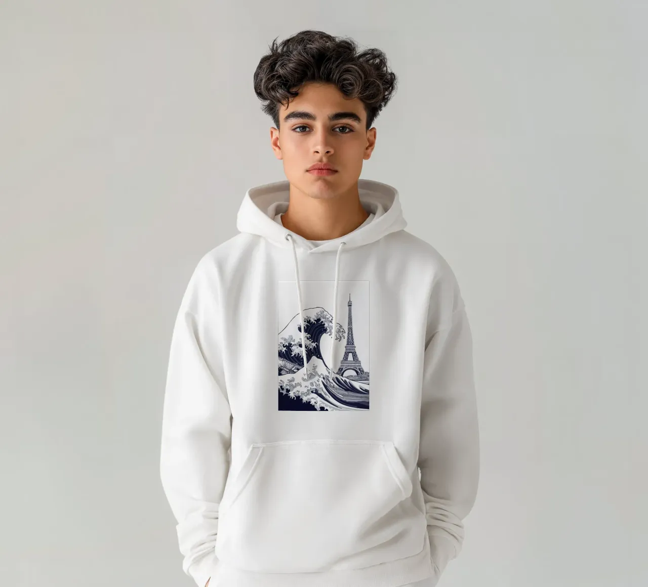 Great Wave & Eiffel Tower felpa con cappuccio da edsonramosart