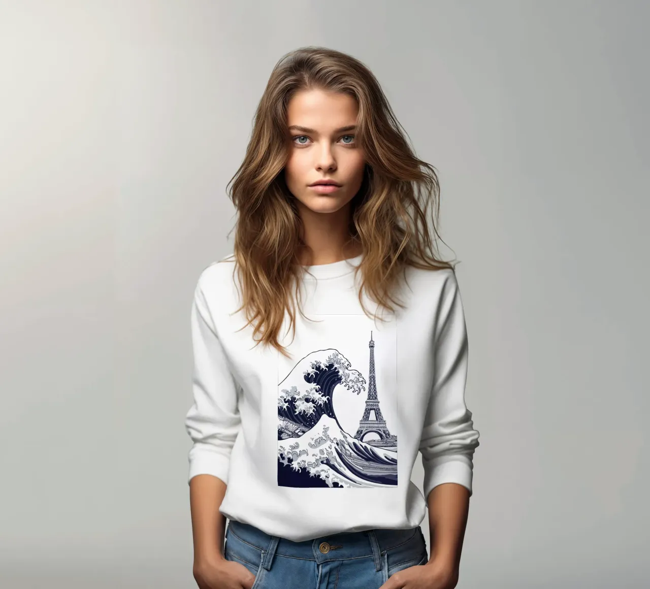 Great Wave & Eiffel Tower sweatshirt van edsonramosart