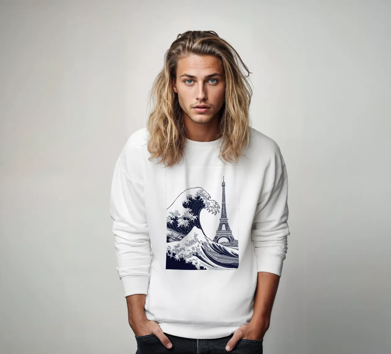 Great Wave & Eiffel Tower sweatshirt van edsonramosart