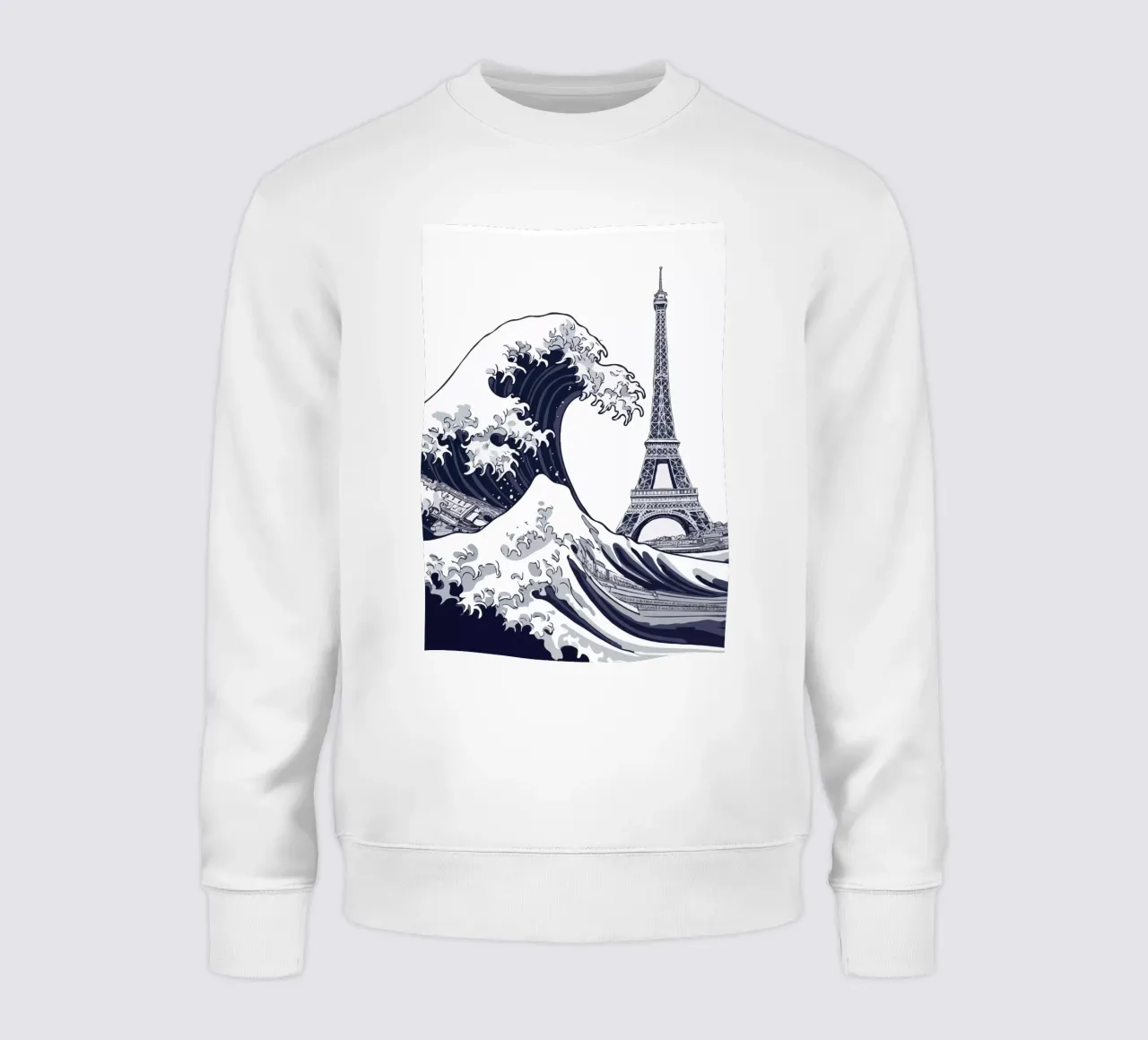 Great Wave & Eiffel Tower sweatshirt van edsonramosart