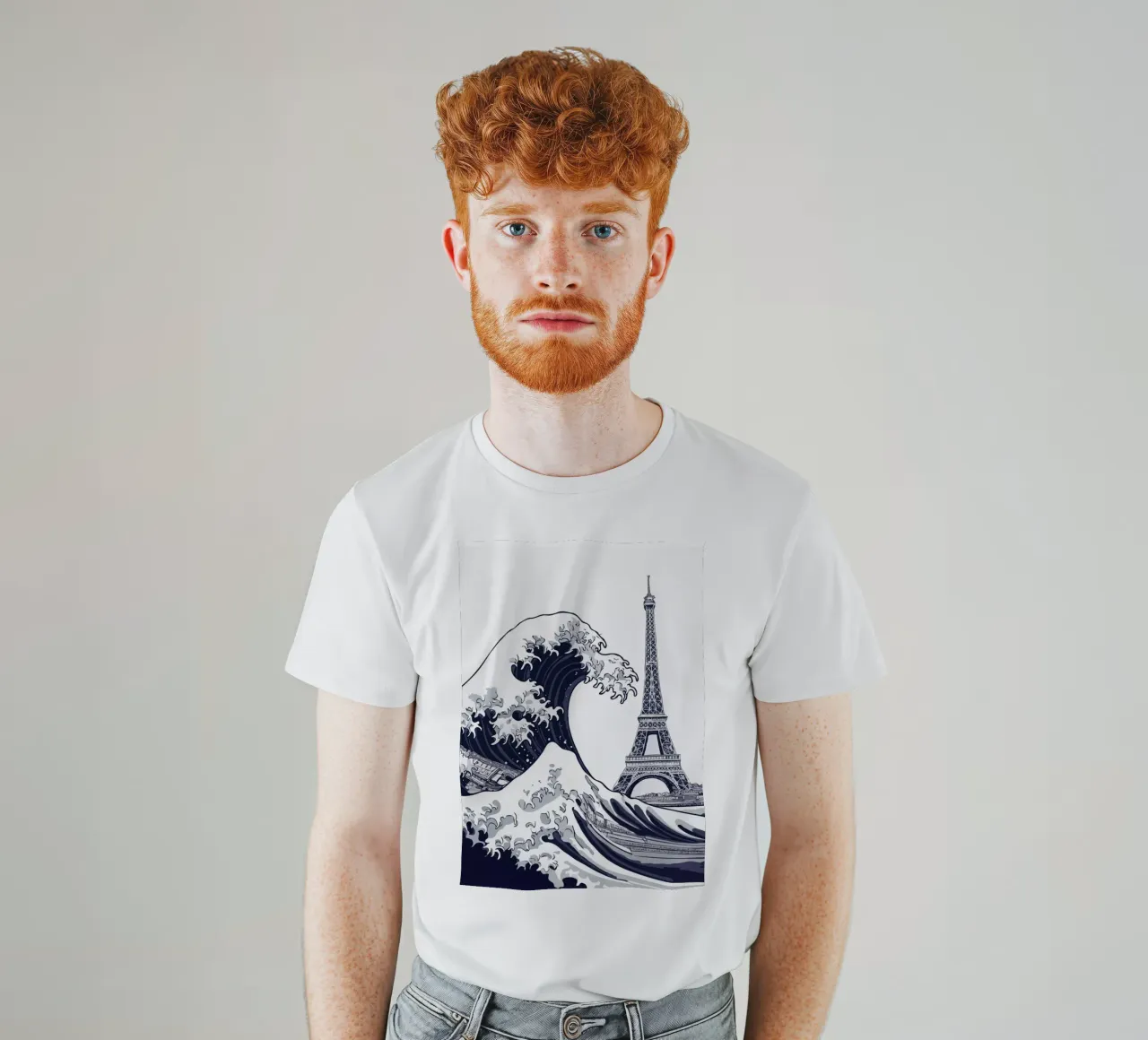 Great Wave & Eiffel Tower T-Shirt von edsonramosart