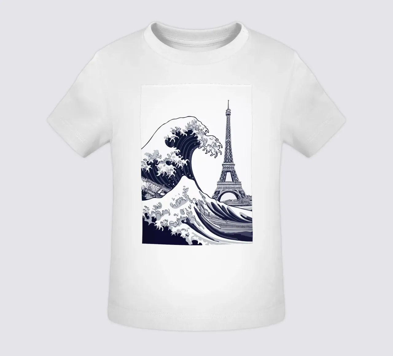 Great Wave & Eiffel Tower maglietta neonato da edsonramosart
