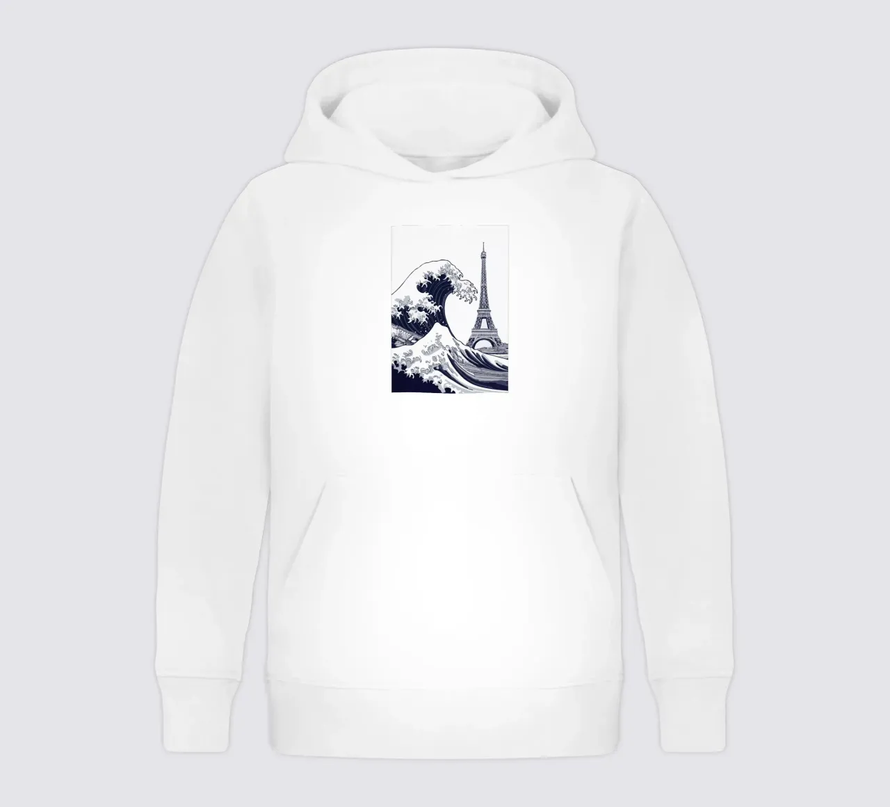 Great Wave & Eiffel Tower felpa bambino con cappuccio da edsonramosart