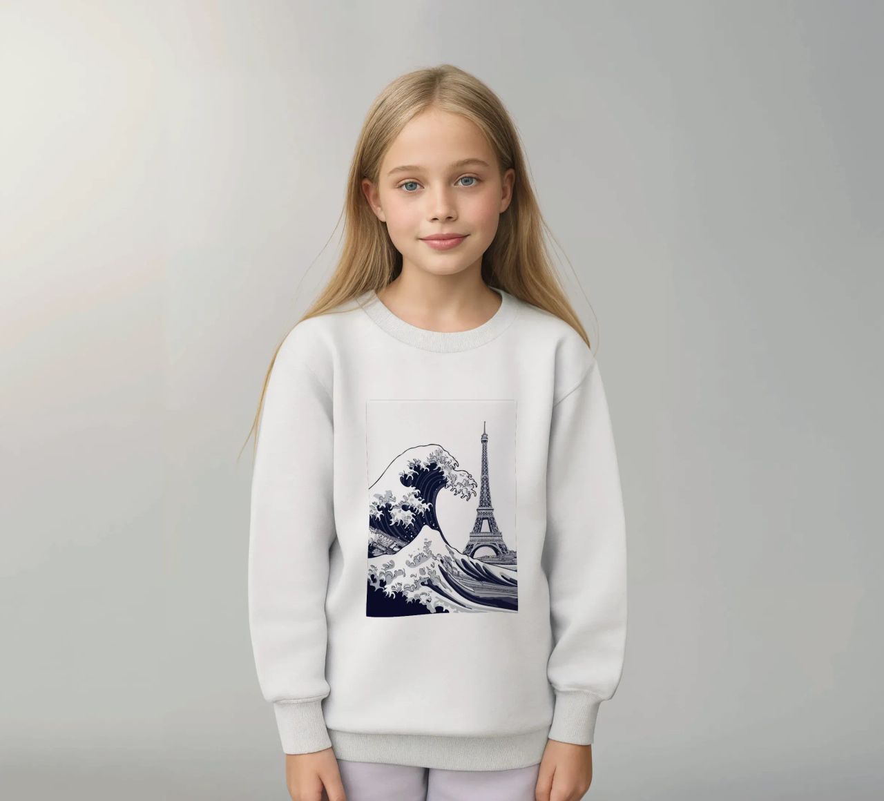 Great Wave & Eiffel Tower felpa bambino da edsonramosart