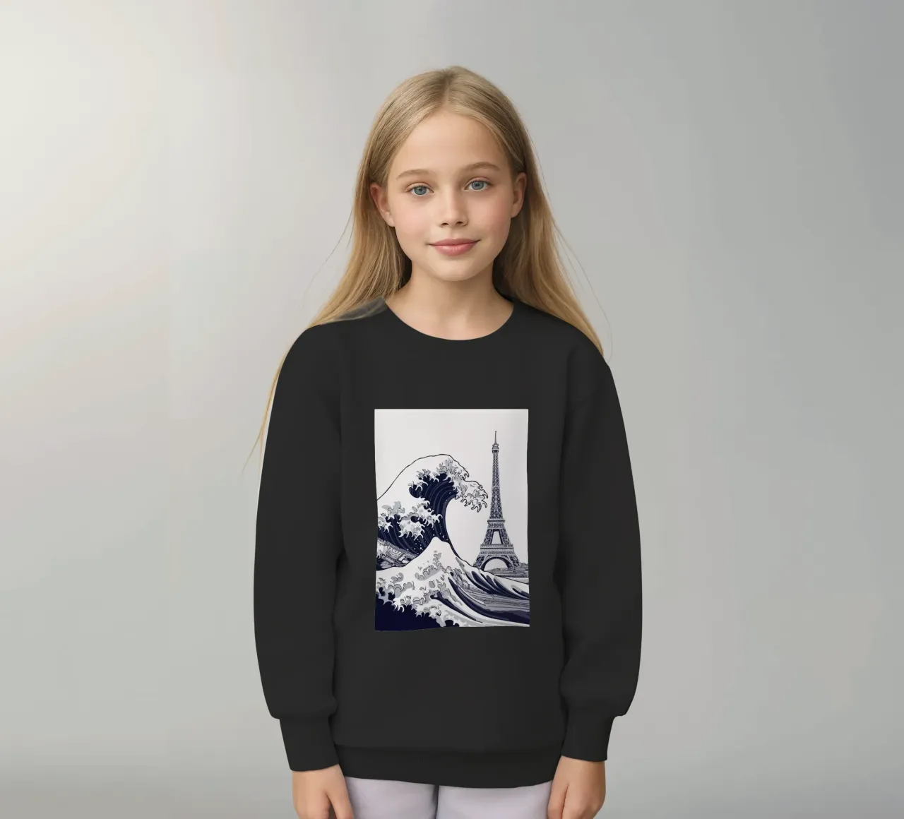 Great Wave & Eiffel Tower felpa bambino da edsonramosart