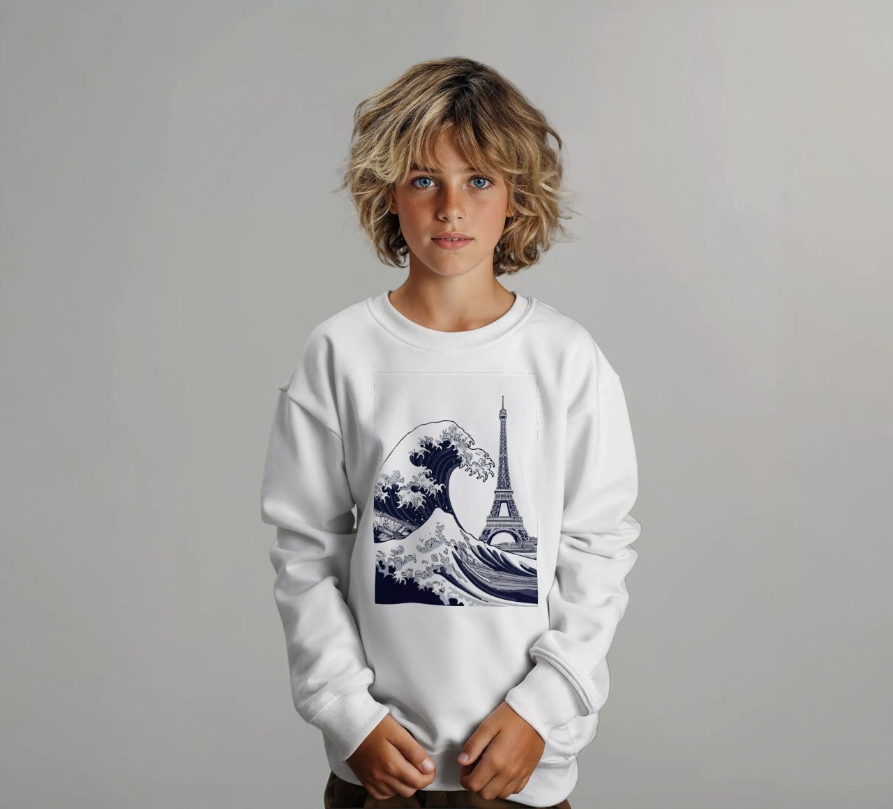 Great Wave & Eiffel Tower felpa bambino da edsonramosart