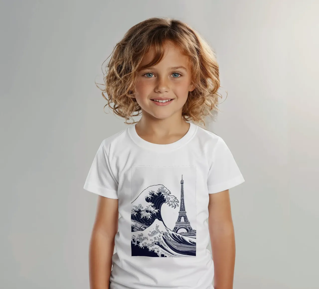 Great Wave & Eiffel Tower t-shirt bambini da edsonramosart