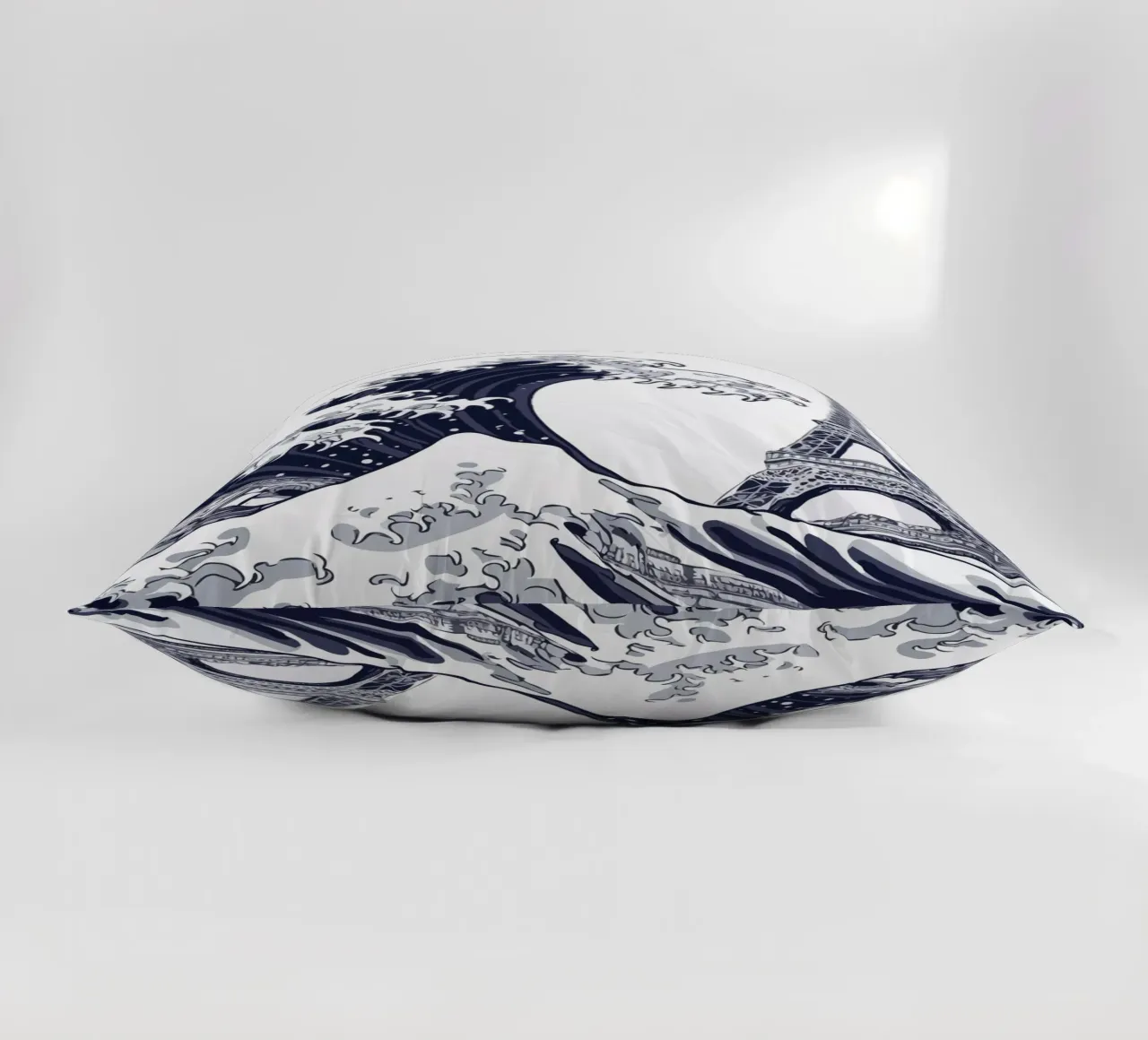 Great Wave & Eiffel Tower Kissen von edsonramosart