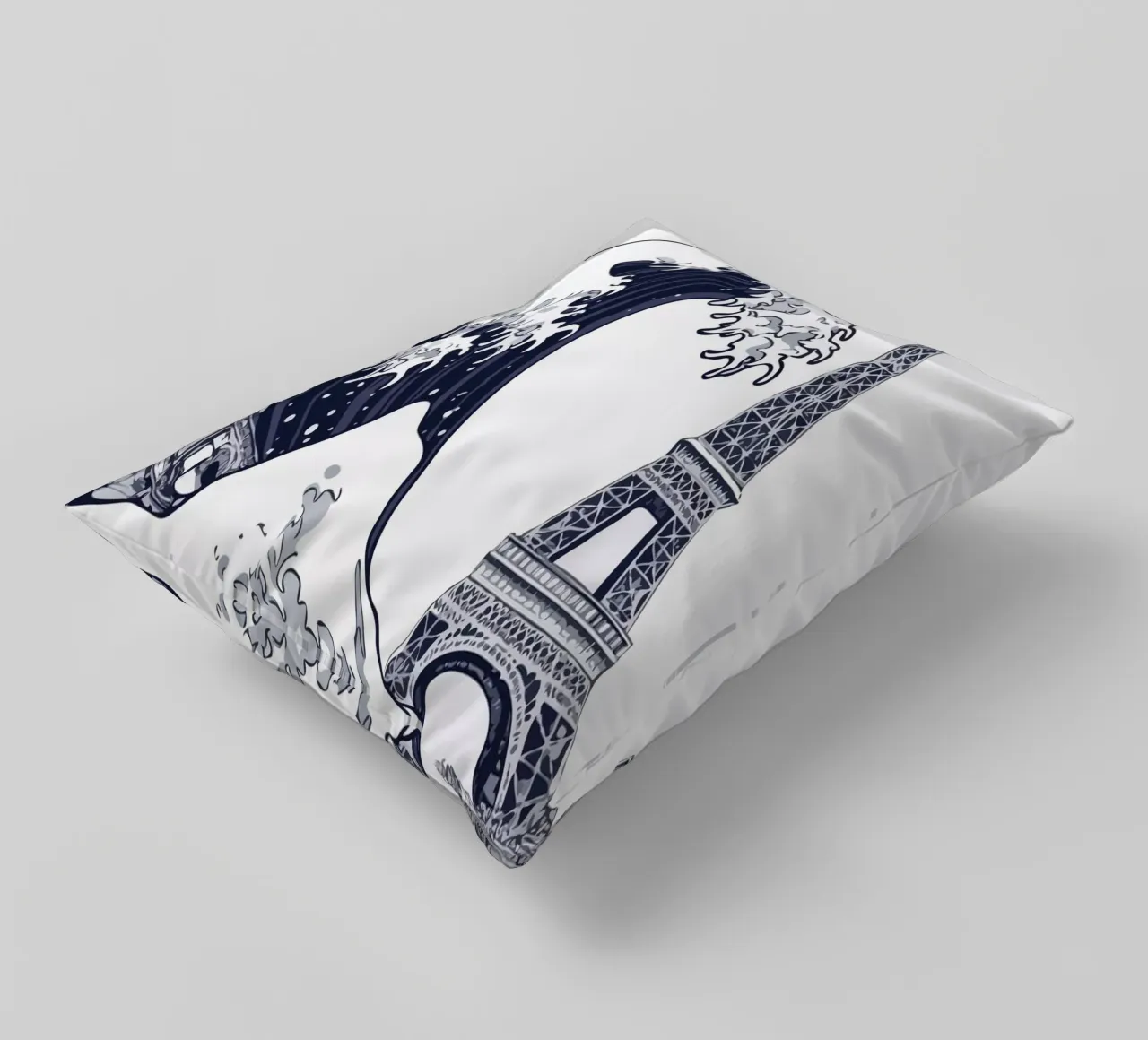 Great Wave & Eiffel Tower Kissen von edsonramosart