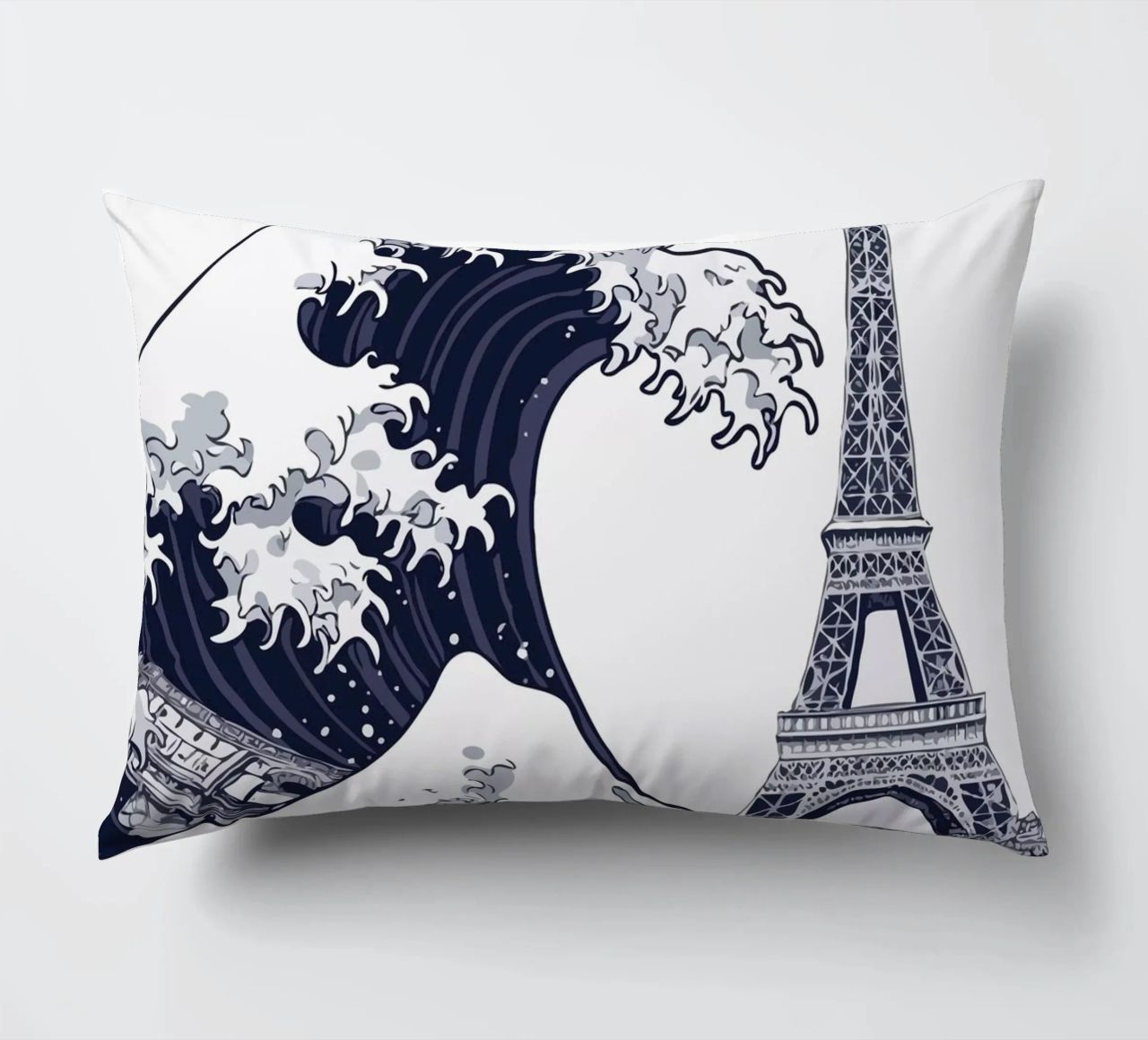 Great Wave & Eiffel Tower cuscino da edsonramosart