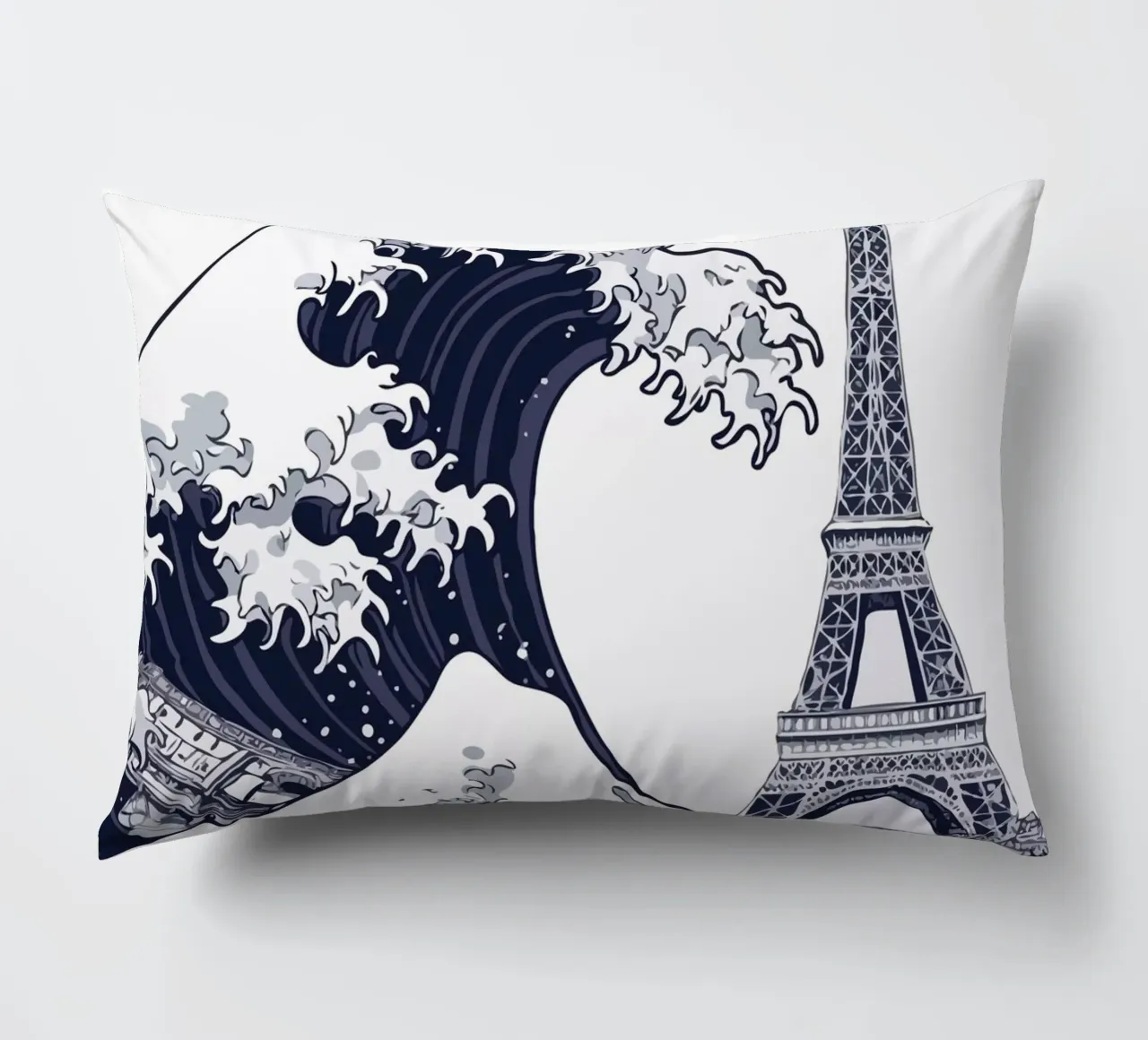 Great Wave & Eiffel Tower Kissen von edsonramosart