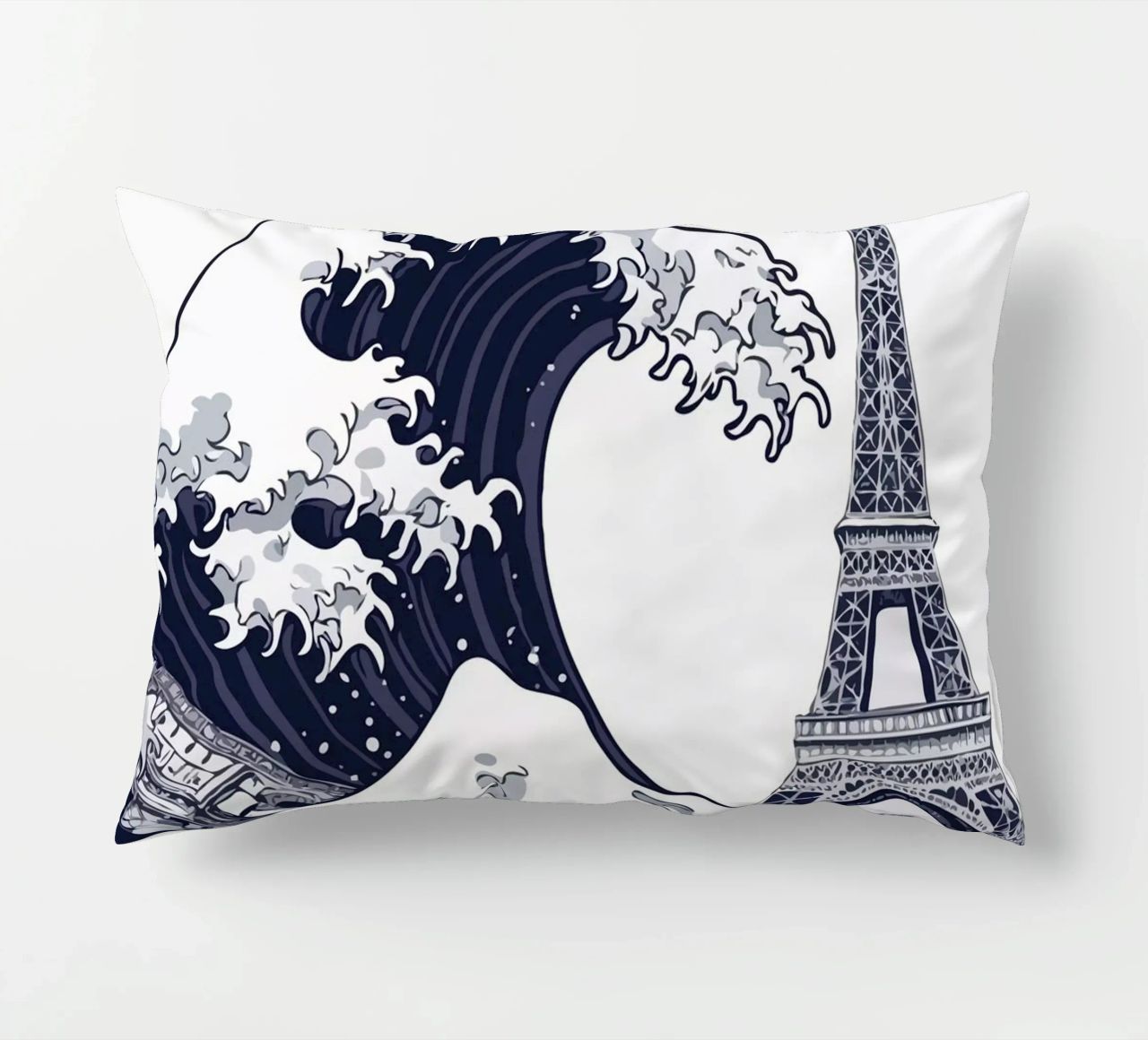 Great Wave & Eiffel Tower cuscino da edsonramosart