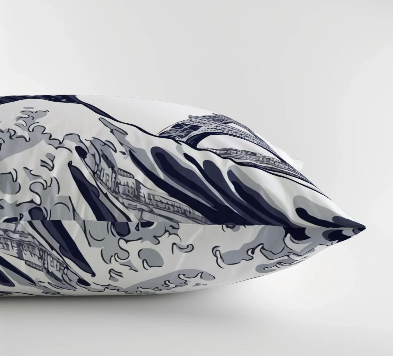 Great Wave & Eiffel Tower cuscino da edsonramosart