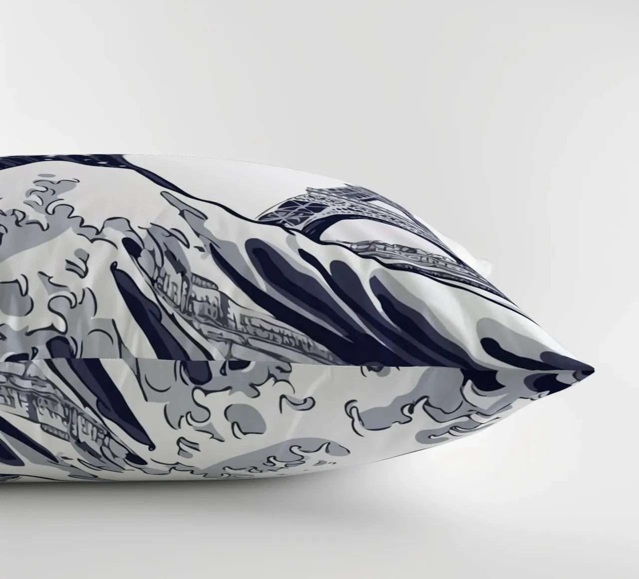 Great Wave & Eiffel Tower coussin de edsonramosart