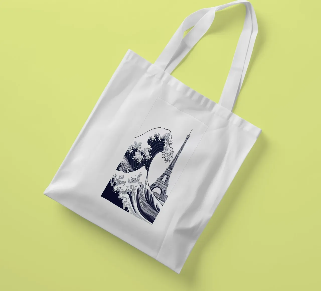 Great Wave & Eiffel Tower borsa in juta da edsonramosart