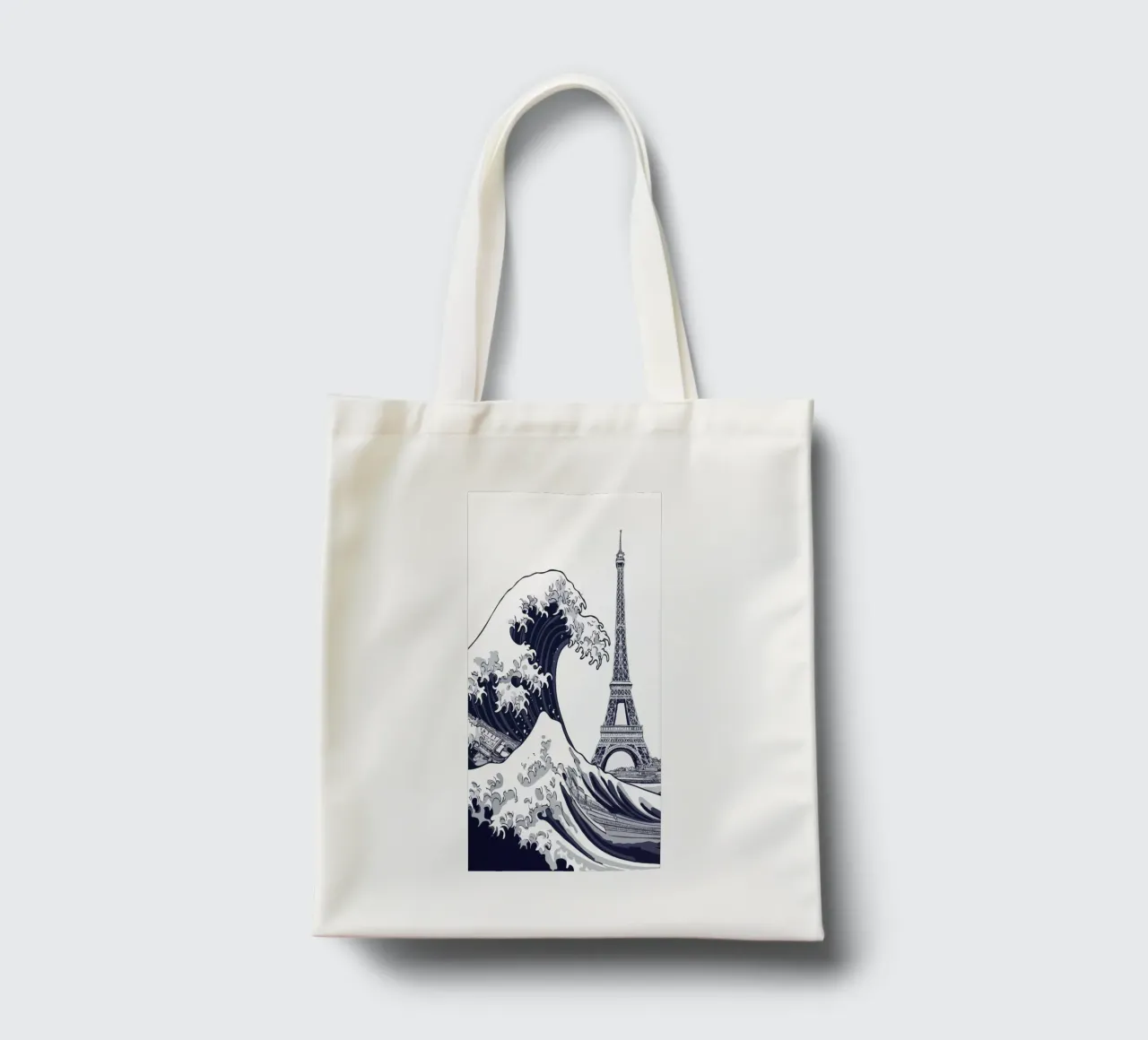 Great Wave & Eiffel Tower borsa in juta da edsonramosart