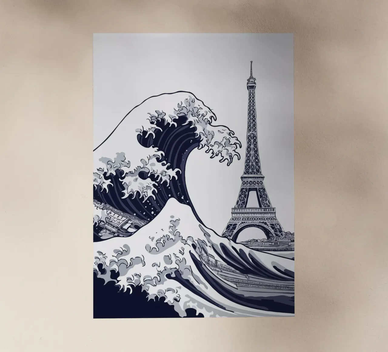 Great Wave & Eiffel Tower Backlit Folie von edsonramosart
