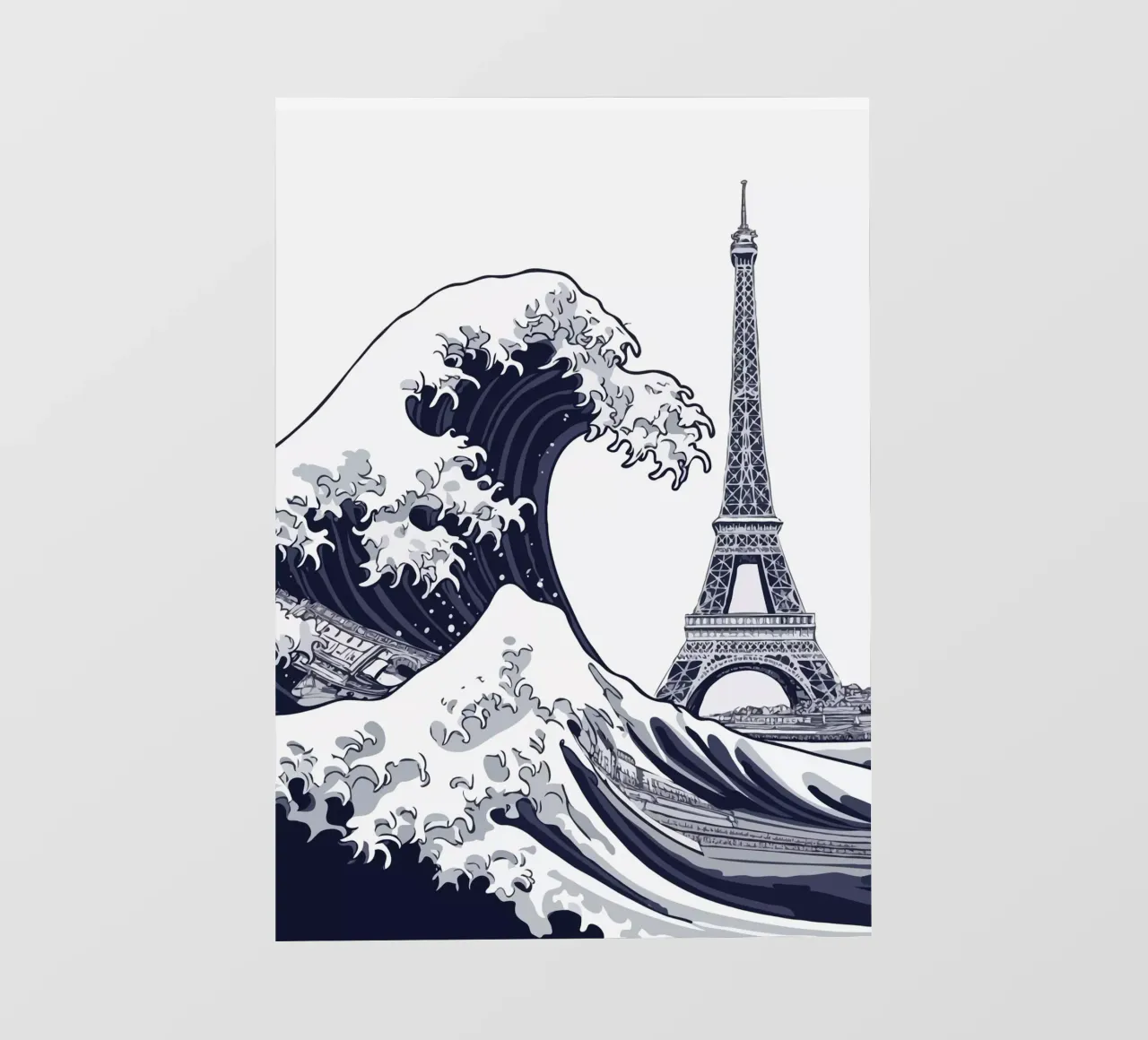 Great Wave & Eiffel Tower backlit folie van edsonramosart