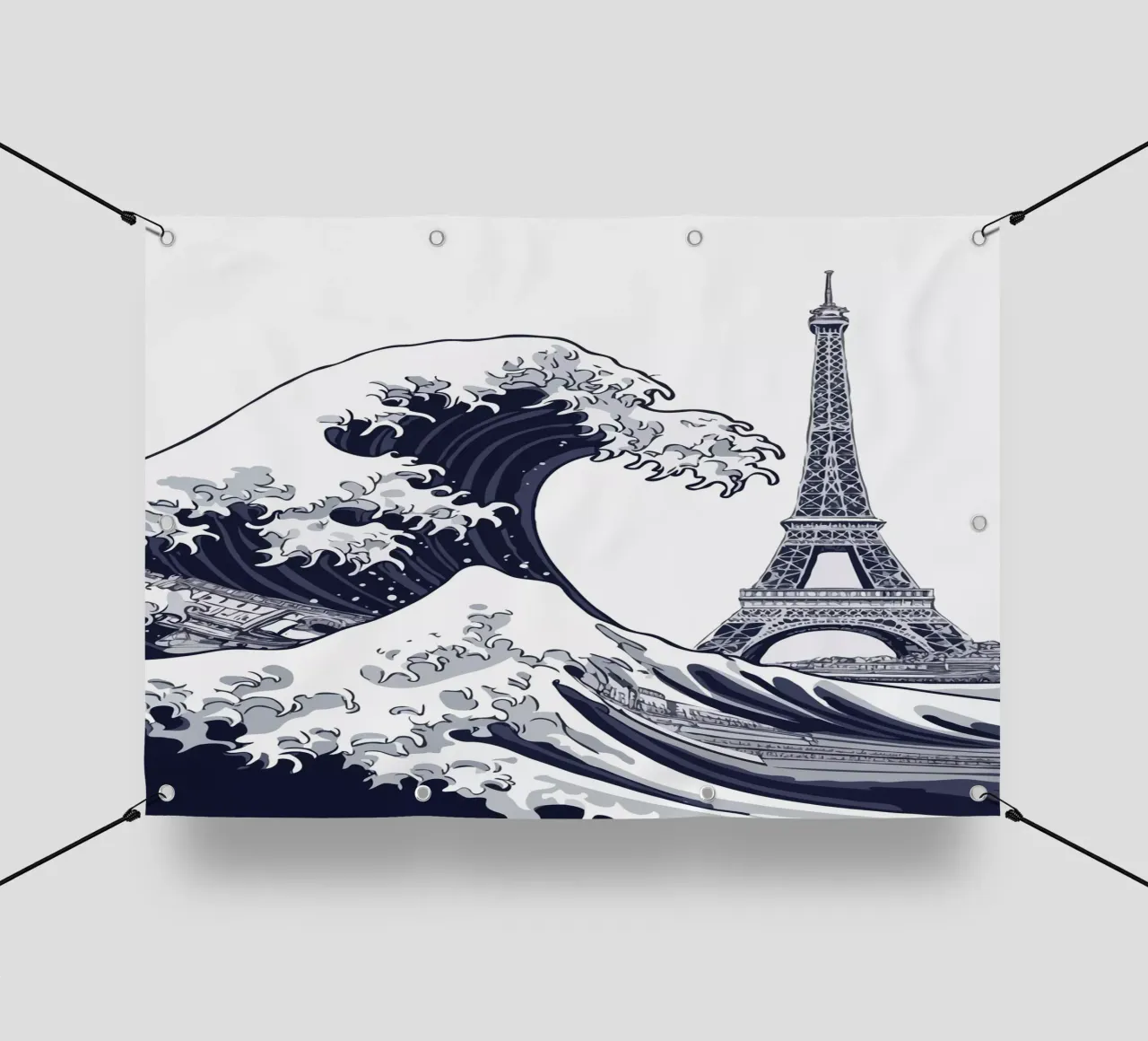 Great Wave & Eiffel Tower telo in pvc da edsonramosart