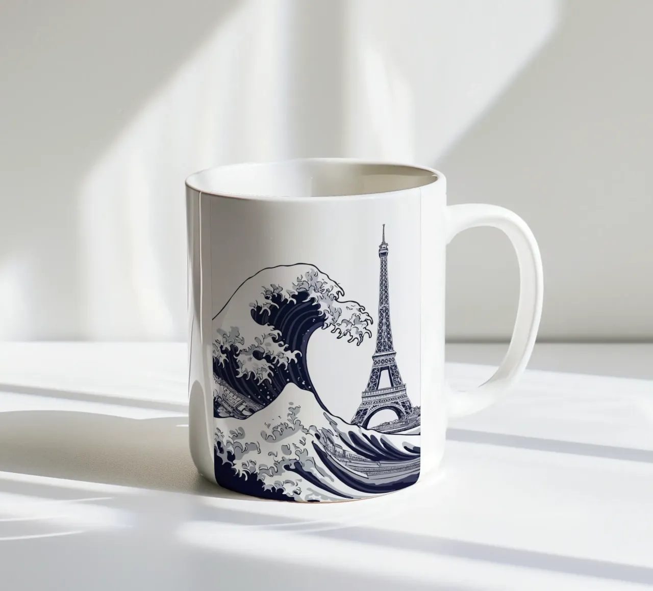 Great Wave & Eiffel Tower keramische mok van edsonramosart