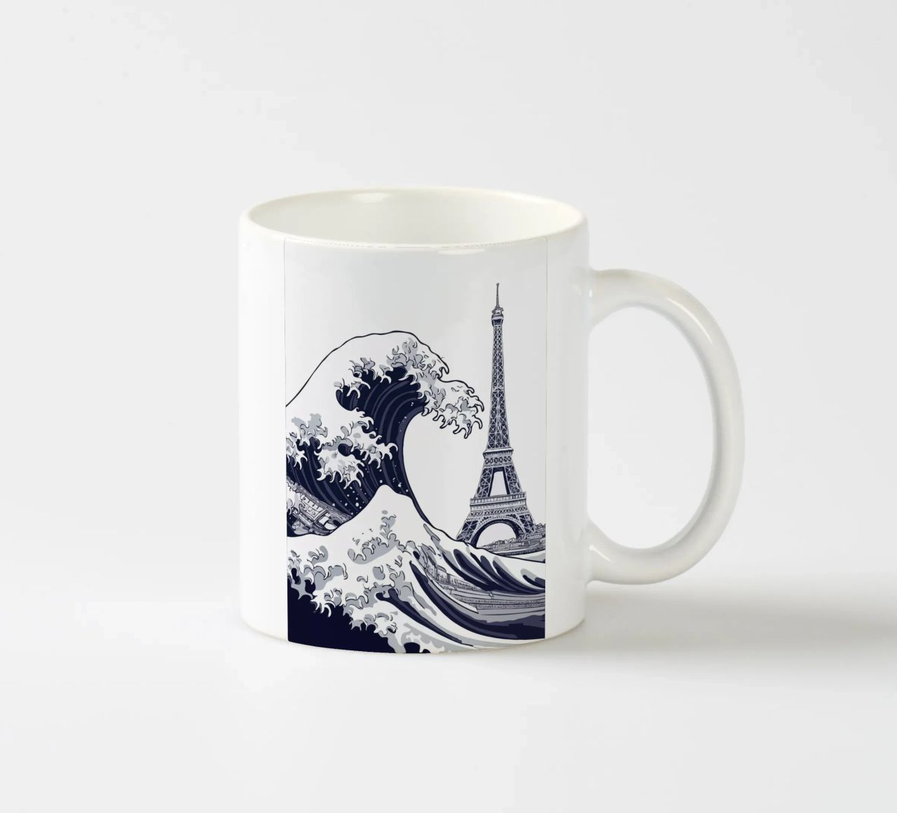 Great Wave & Eiffel Tower tazza in ceramica da edsonramosart