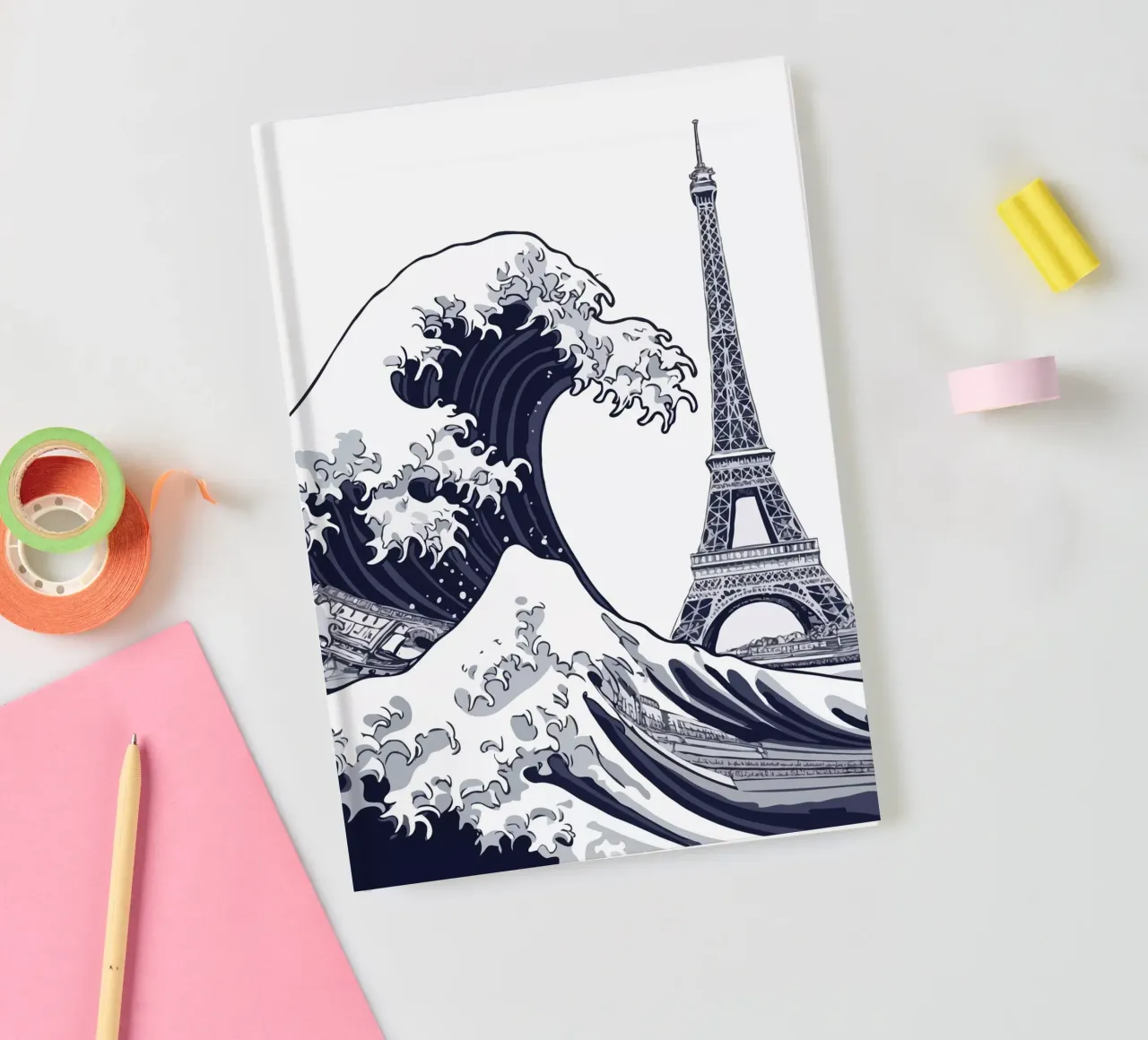Great Wave & Eiffel Tower notebook by edsonramosart