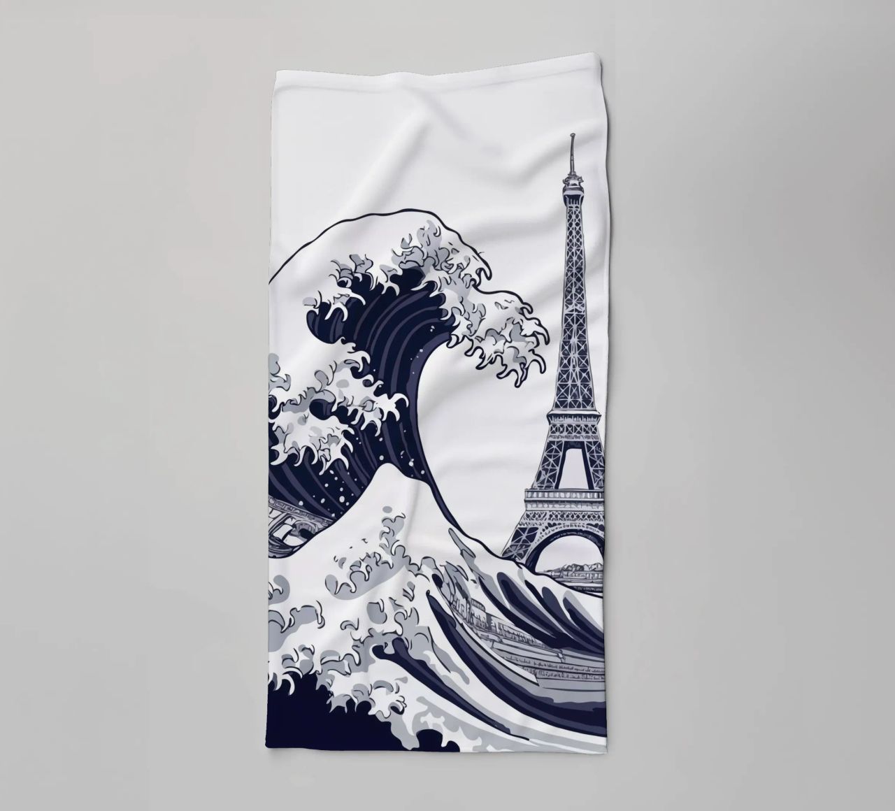 Great Wave & Eiffel Tower asciugamano da bagno da edsonramosart