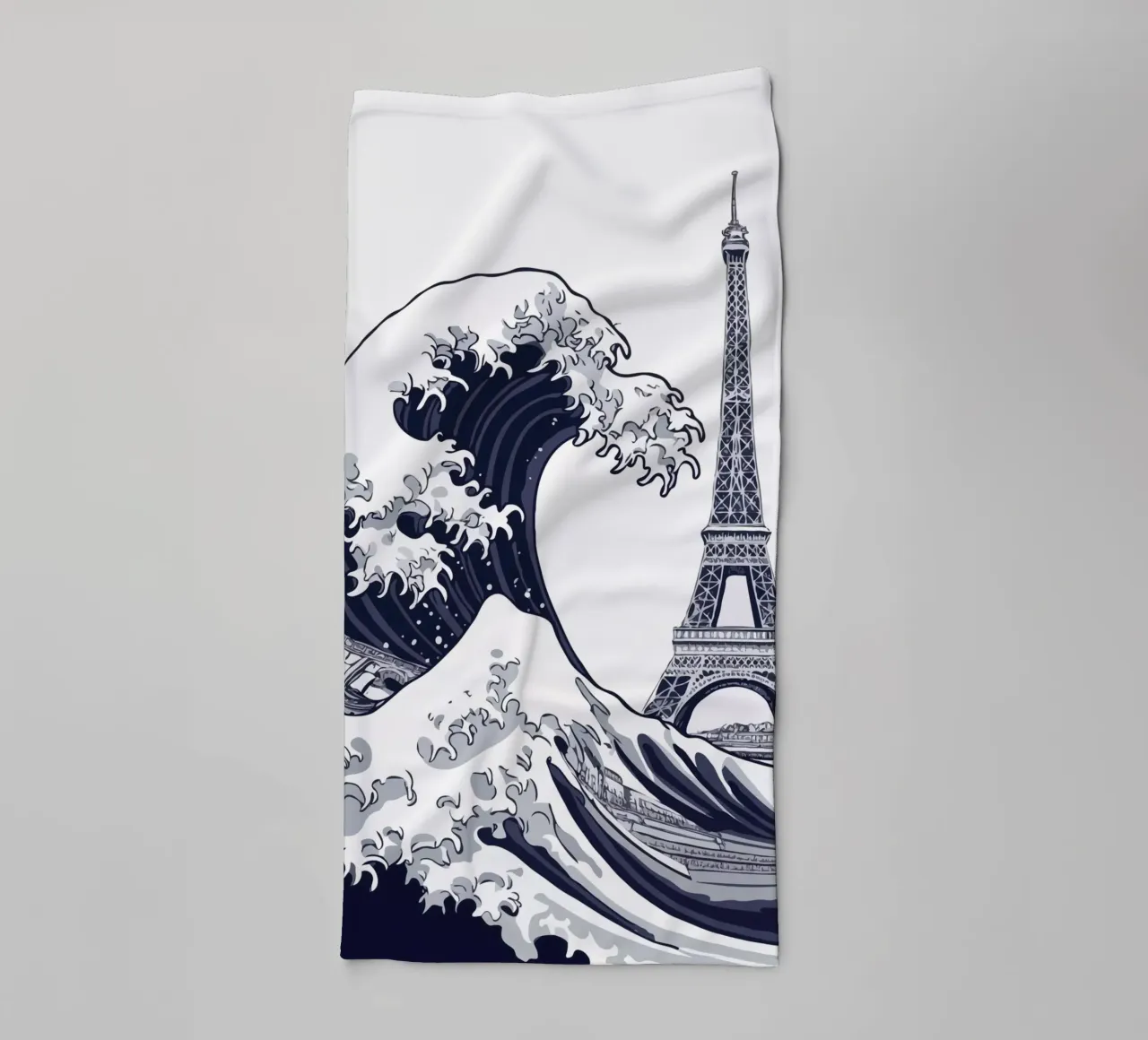 Great Wave & Eiffel Tower towel by edsonramosart