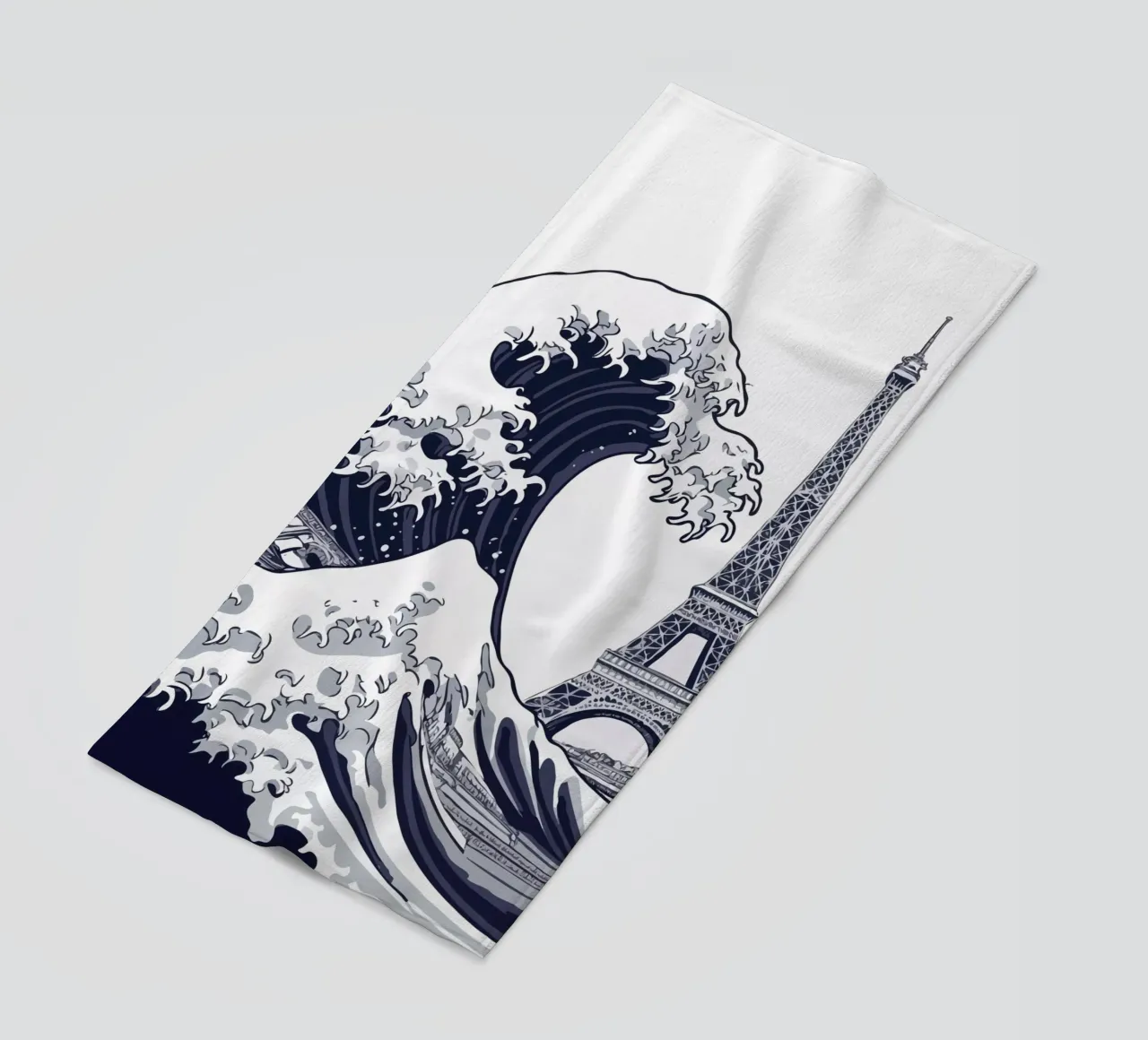 Great Wave & Eiffel Tower Strandtuch von edsonramosart