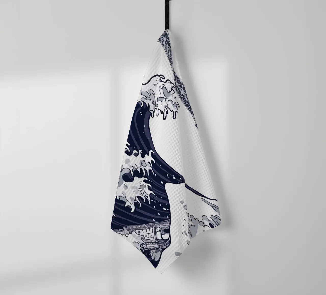 Great Wave & Eiffel Tower torchon de edsonramosart