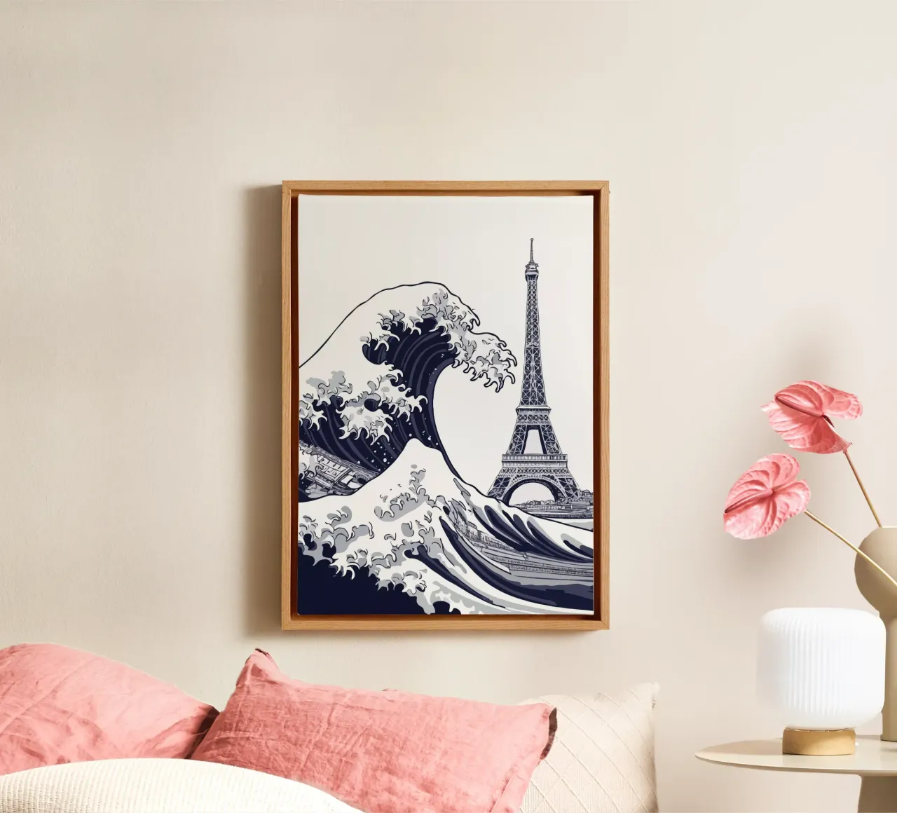 Great Wave & Eiffel Tower tela da edsonramosart