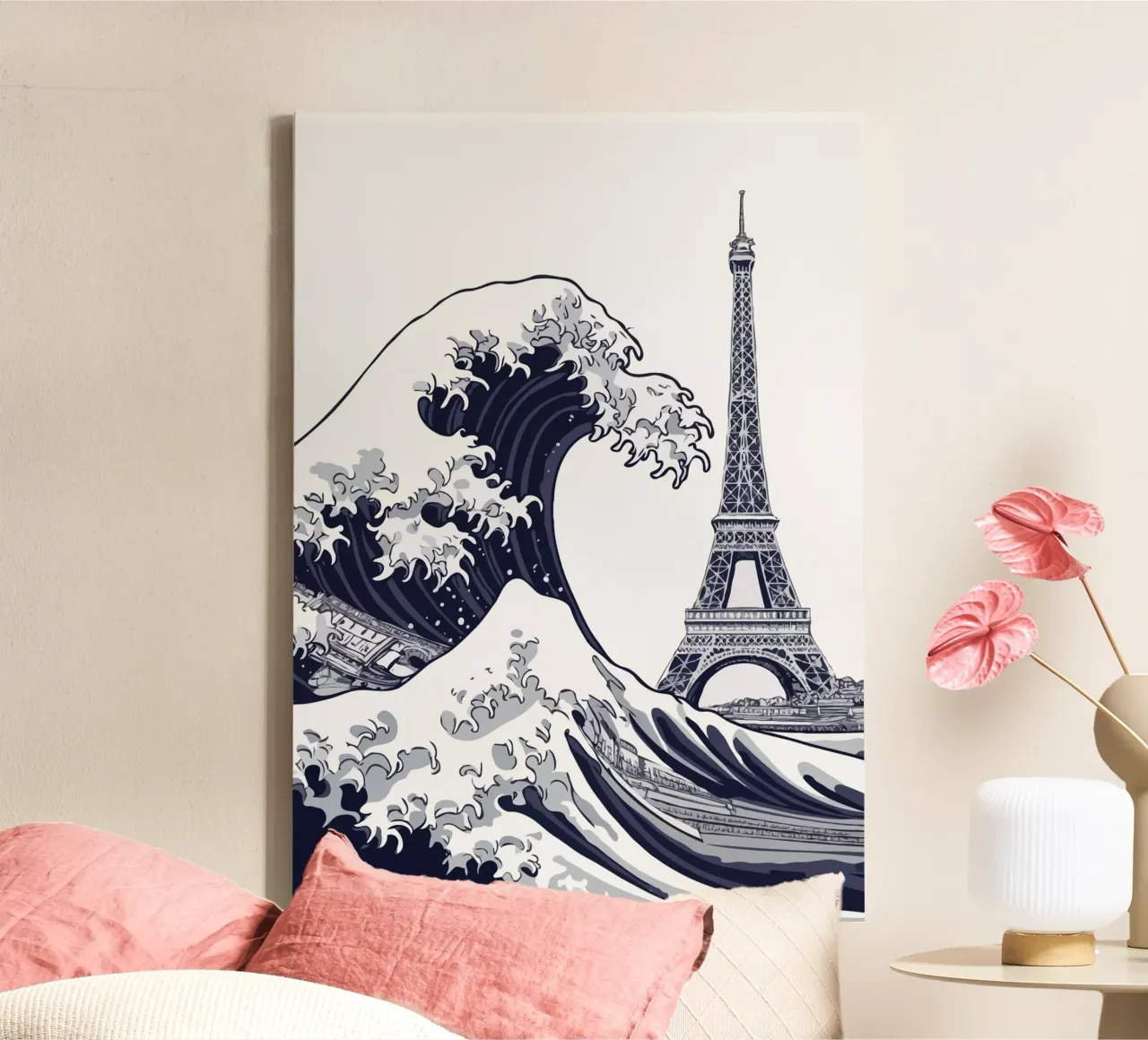 Great Wave & Eiffel Tower canvas by edsonramosart