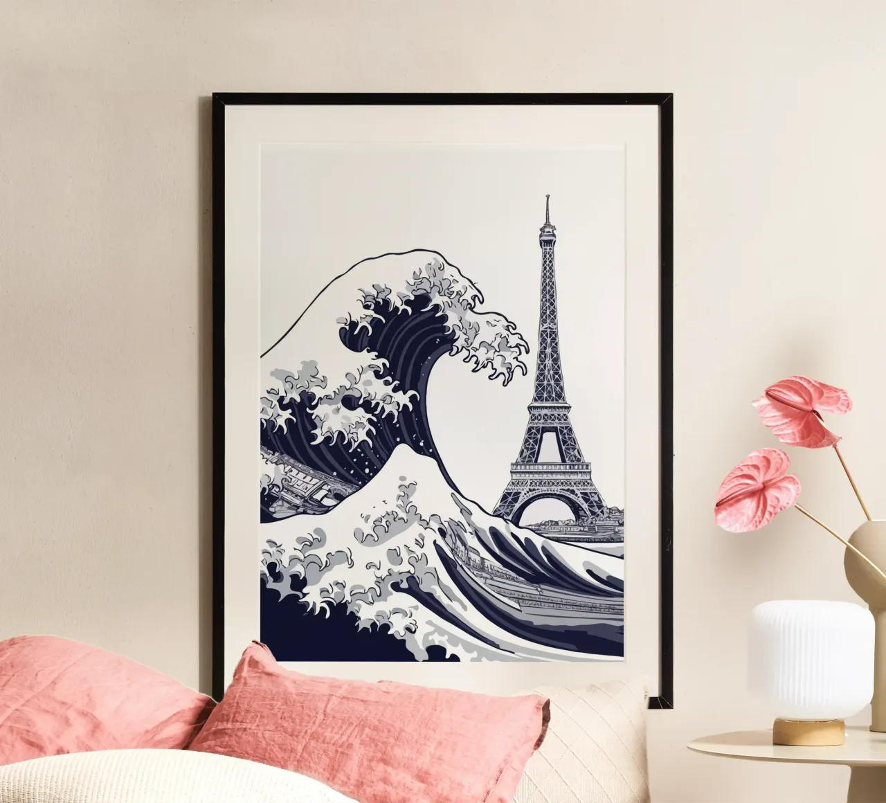 Great Wave & Eiffel Tower hahnemühle de edsonramosart