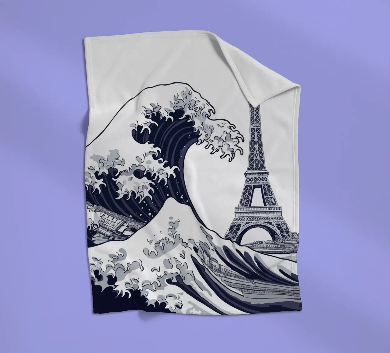 Great Wave & Eiffel Tower coperta in pile da edsonramosart