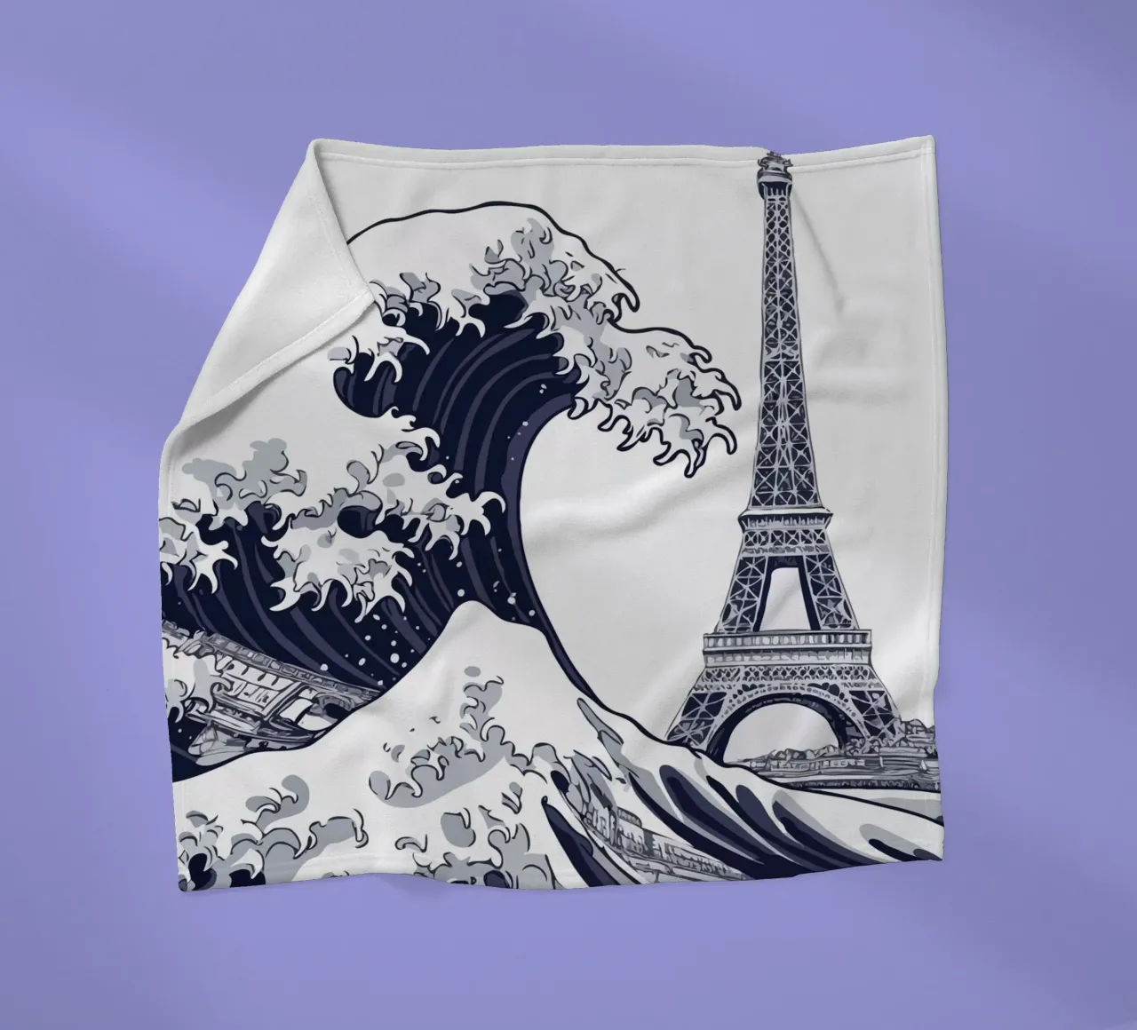 Great Wave & Eiffel Tower Fleecedecke von edsonramosart