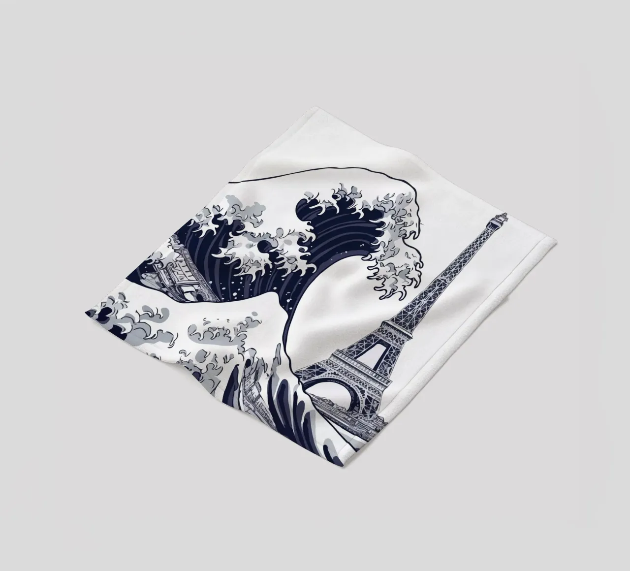Great Wave & Eiffel Tower coperta in pile da edsonramosart
