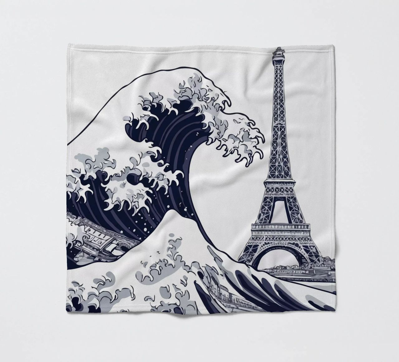 Great Wave & Eiffel Tower coperta in pile da edsonramosart