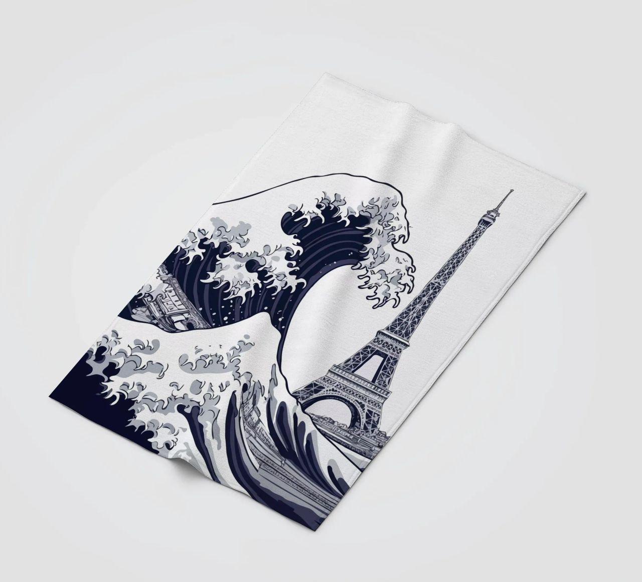 Great Wave & Eiffel Tower coperta in pile da edsonramosart