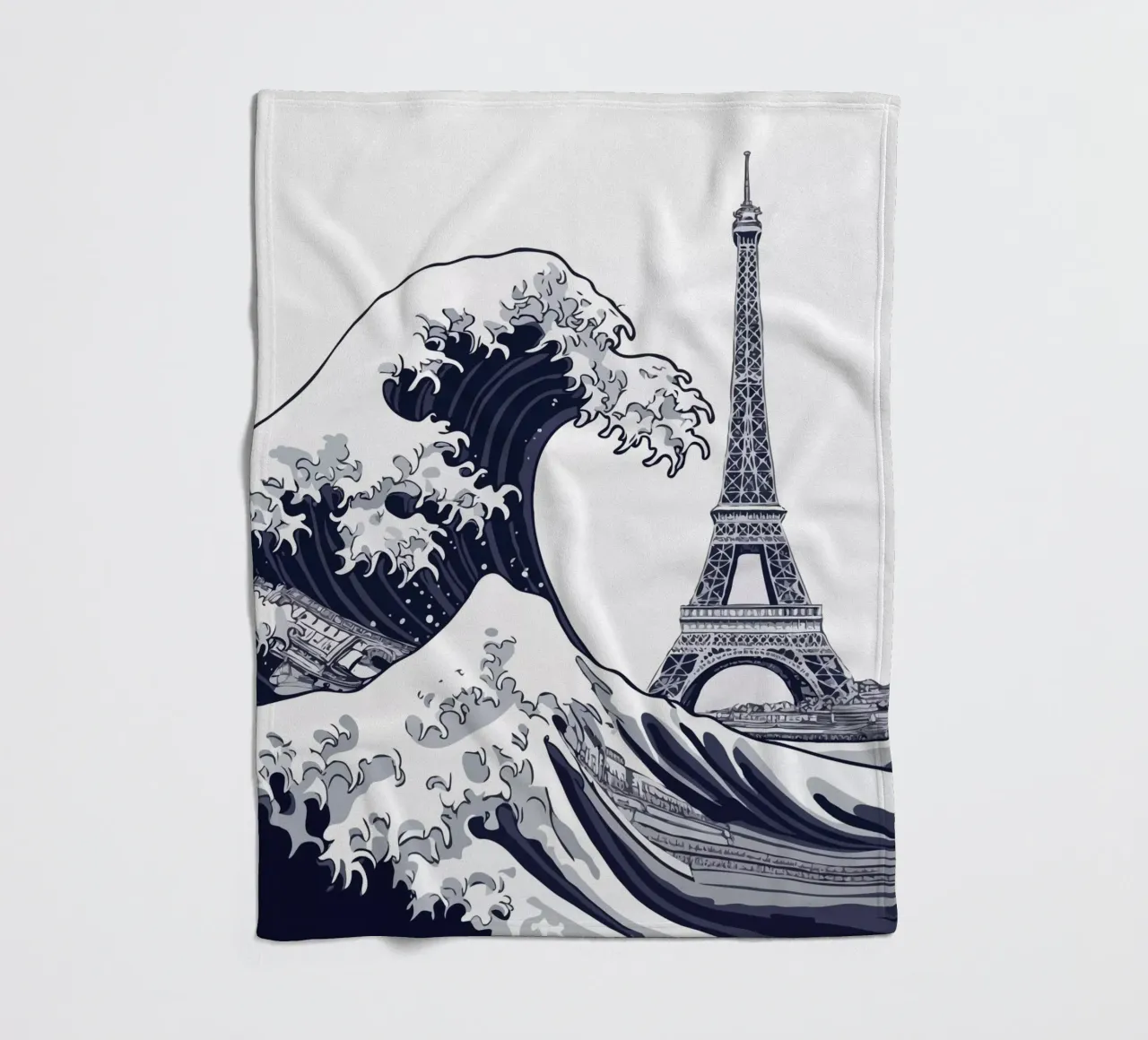 Great Wave & Eiffel Tower coperta in pile da edsonramosart